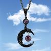 Gothic Natural Amethyst Moon Goddess Pendant Necklace