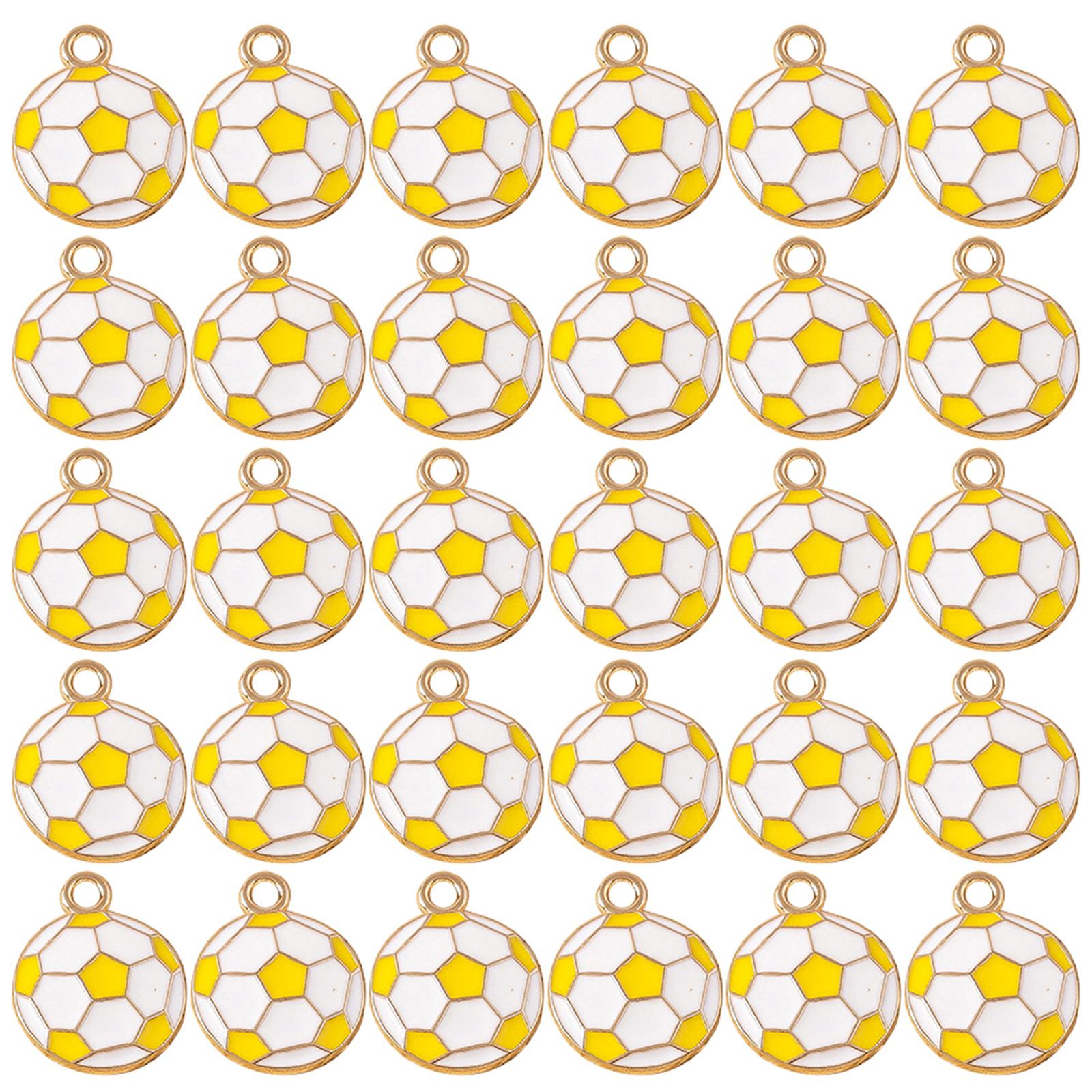 

30 Pieces Sporty Football Pendants Alloy Keychain Charm Hexagon Pattern Design Compact 16mm Craft Supplies For Fans Jewelry Making жёлтый