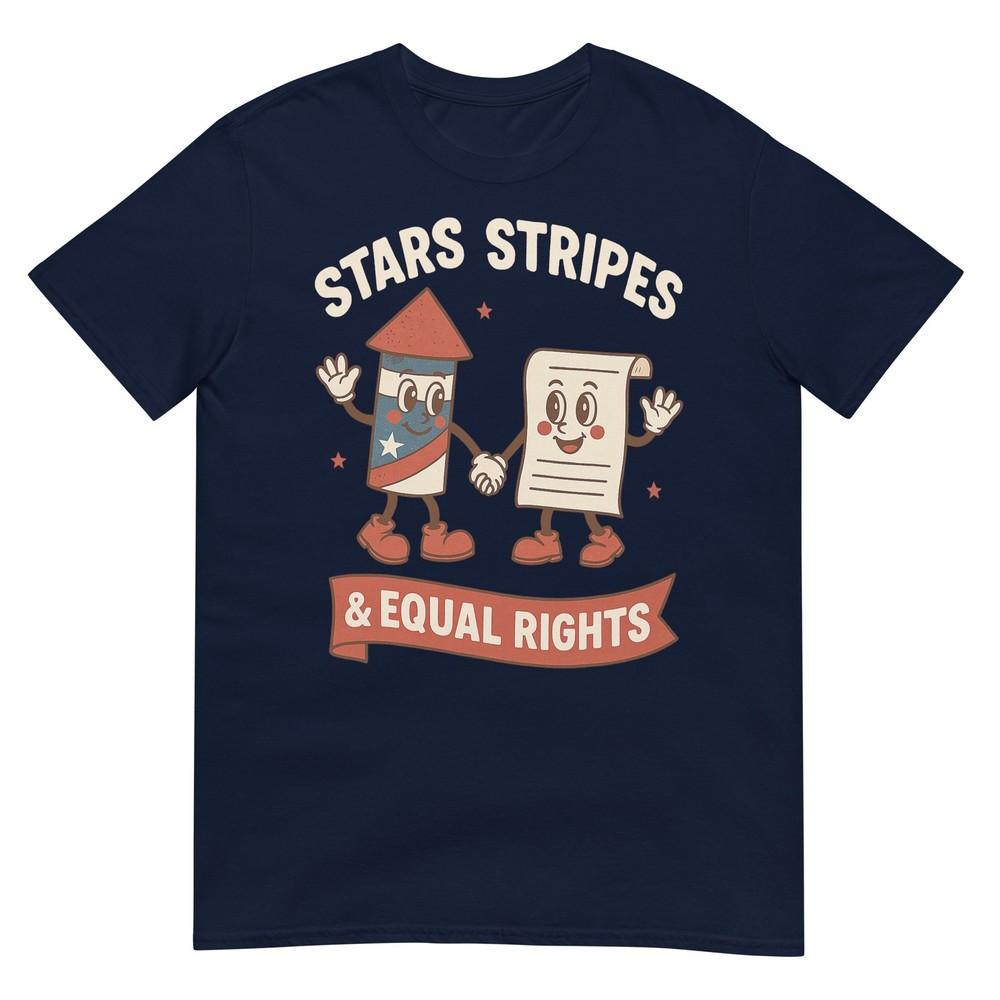 Stars Stripes Equal Rights Vintage 4th Of July Usa Freedom Tshirt S