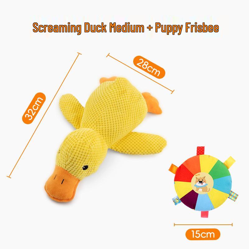 Durable Squeaky Yellow Duck Plush - Decompression Chew Toy for Dogs and Cats
