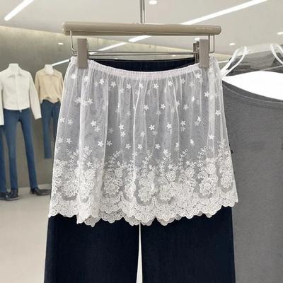 Jupe de sécurité transparente Jupon Broderie Fleur Maille Jupon de dessous Robe Jupon Femme