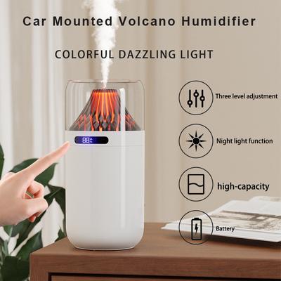 Humidificateur Volcan Mini Batterie USB Numérique Veilleuse Monté sur voiture Aromathérapie Charge Hydratateur d'air Vaporisateur hydratant Silencieux
