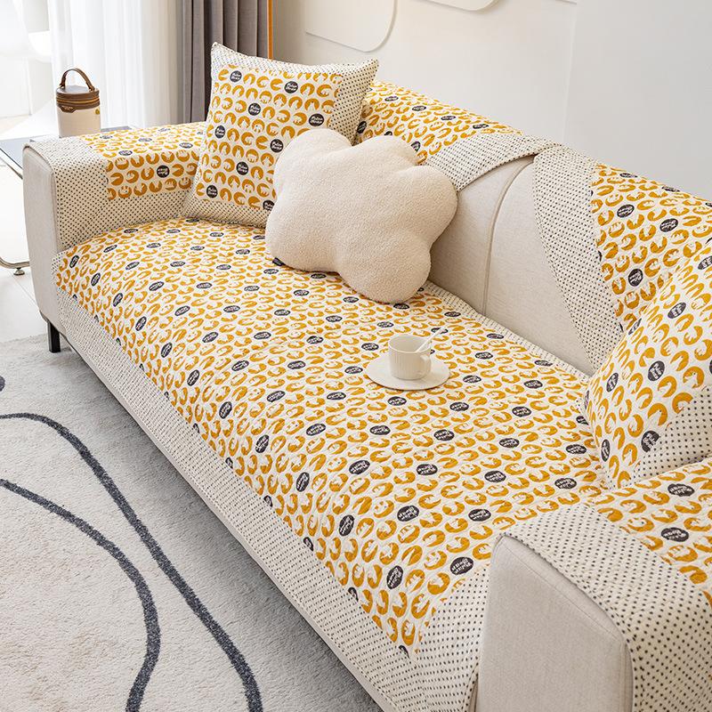 Sofa Cushion Four Seasons Universal Pure Cotton Cushion Simple Modern Nordic Cotton Non-Slip Sofa Towel Cover Cloth Cushion Summer