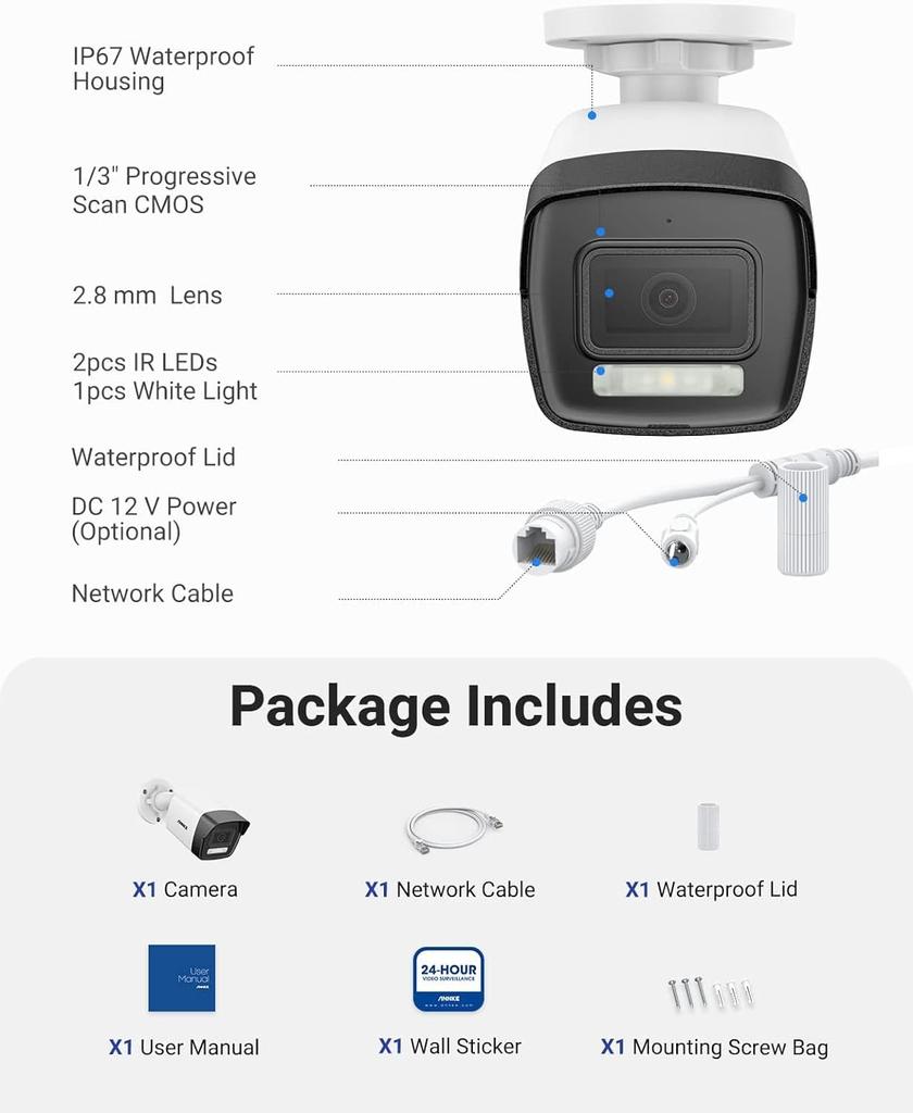 ANNKE Set Camere de supraveghere Video 5 Megapixeli Color Noaptea XVR 4 Canale I51EL
