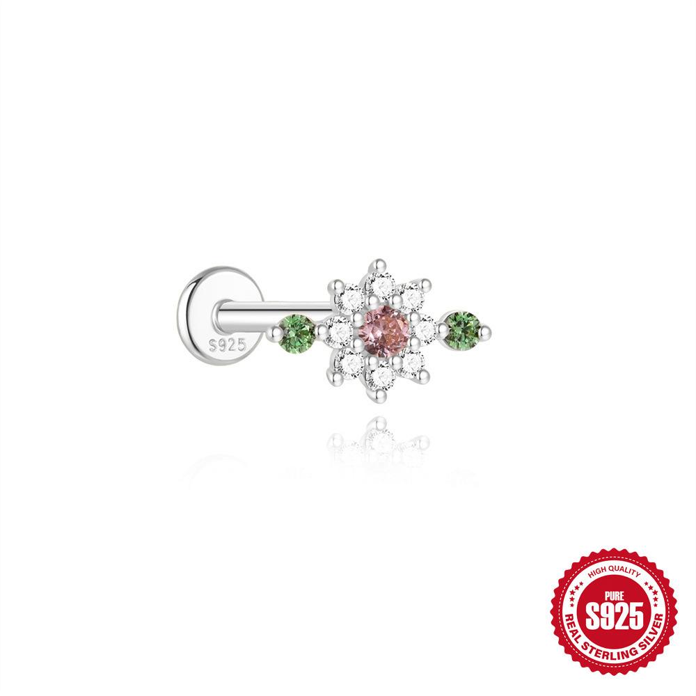 S925 Sterling Silver Daily Wear Quad Star Love Color Flower Diamond Cartilage Spiral Piercing Earrings 2026