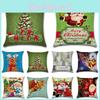 Happyspree Happy Christmas Pillow Cases Elegant Linen Cushion Covers For Cozy Home Ambiance