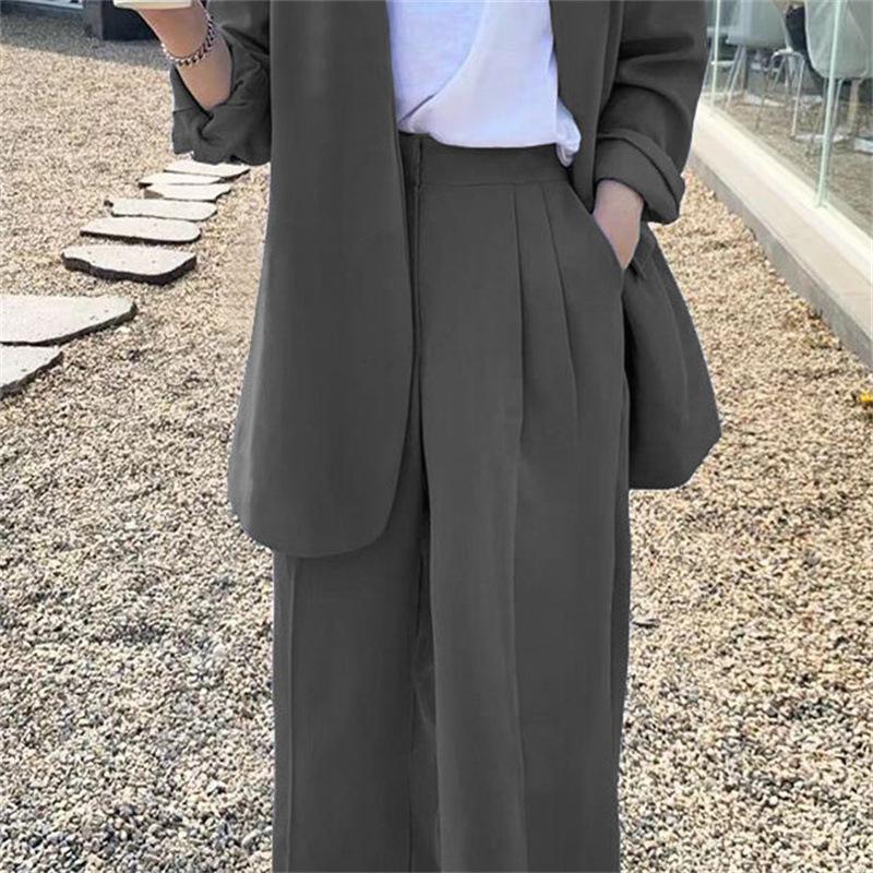 Korean Style 2025 Loose Casual Padded Shoulder Suit Jacket - Multiple Colors