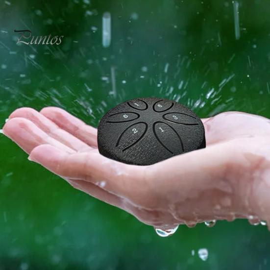 Steel Tongue Drum for Kids 3 Inches 6 Notes Mini Rain Drums Outside Rain Music Maker with Mallets And Music Book for Garden Camping Meditation Yoga