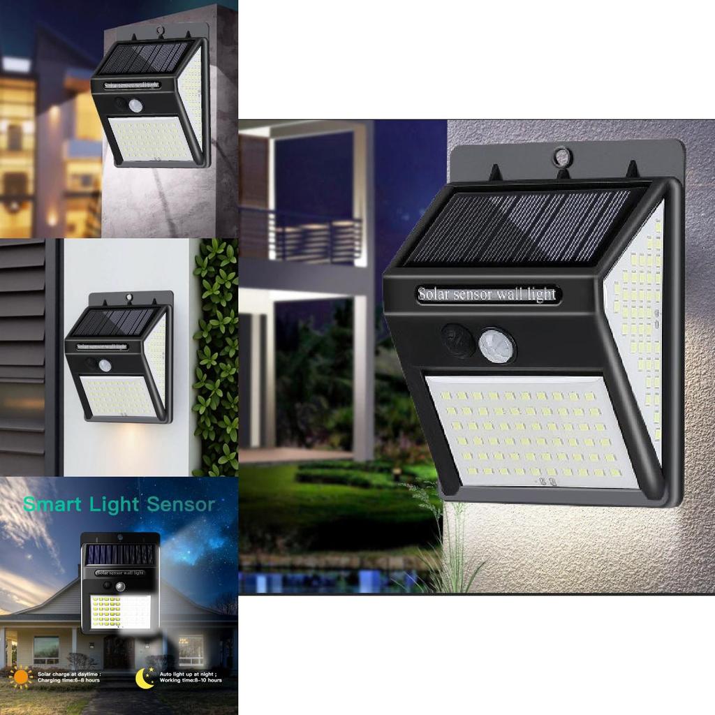 Solar Power Wall Lamp With 140led And Manual Switch For Outdoor Yard Garden Lighting