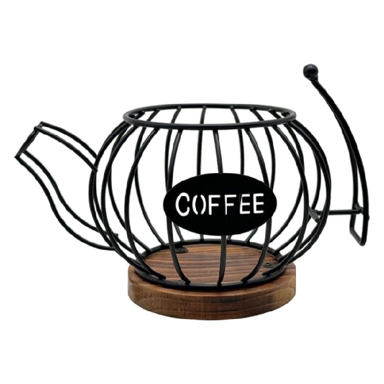 Компактные органайзеры для кофейных капсул Металлическая кованая конструкция Многофункциональная корзина для хранения на столешнице чёрный 1480₽