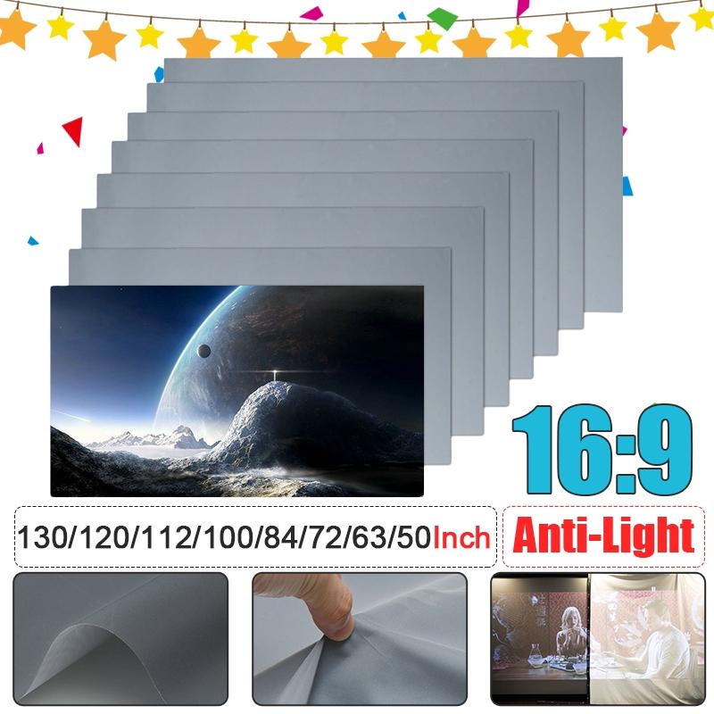 16:9 50/60/63/72/84/100/112/120/130 Inch Screen 3D Home Cinema HD 1080P Projection Screen Portable Foldable Anti-light Projector