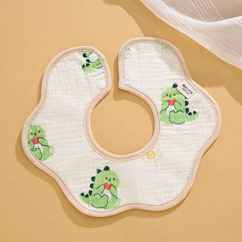 Class A Newborn Baby Saliva Towel Crepe Waterproof Petal Bib Autumn Winter Children Eating Cartoon Cotton Bib