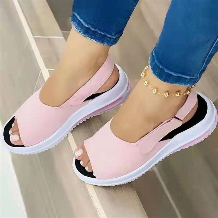 open toe velcro platform sandals
