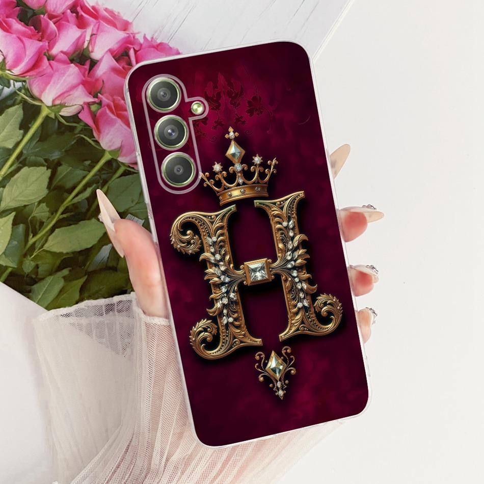 For Samsung Galaxy A54 Royal Crown Initial Letter Couple Phone Case For Samsung A54 5G SM-A546B Soft Silicone TPU Covers Bumpers
