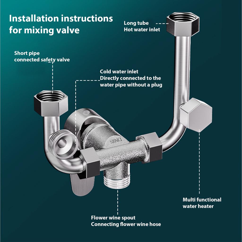 Hot And Cold Mixing Valves Stainless Steel U Type Mixing Valves Adjustable Water Outlet Electric Water Heater Mixing Valves