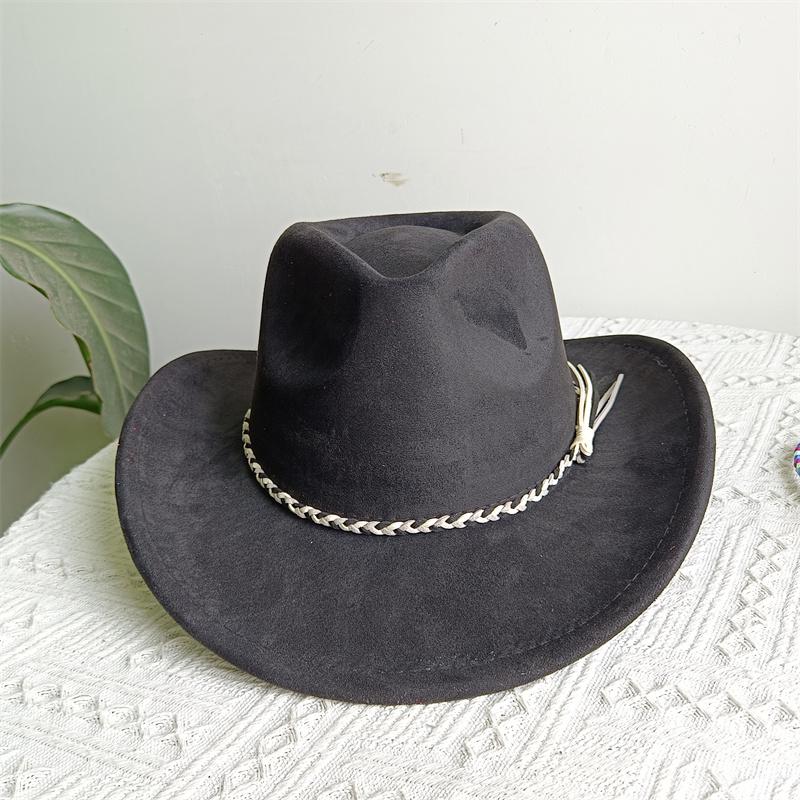 Cowboy Hat Suede Solid Color Men and Women Wide Brim Jazz Hat Outdoor Sun Hat Suitable for All Kinds of Parties Knigh