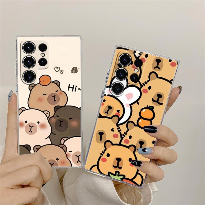 Capybara Cute Clear Case For Samsung Galaxy S26 S25 S24 S23 Ultra S20 S21 FE S22 Plus S26 Ultra S25FE Soft Silicone Phone Cover