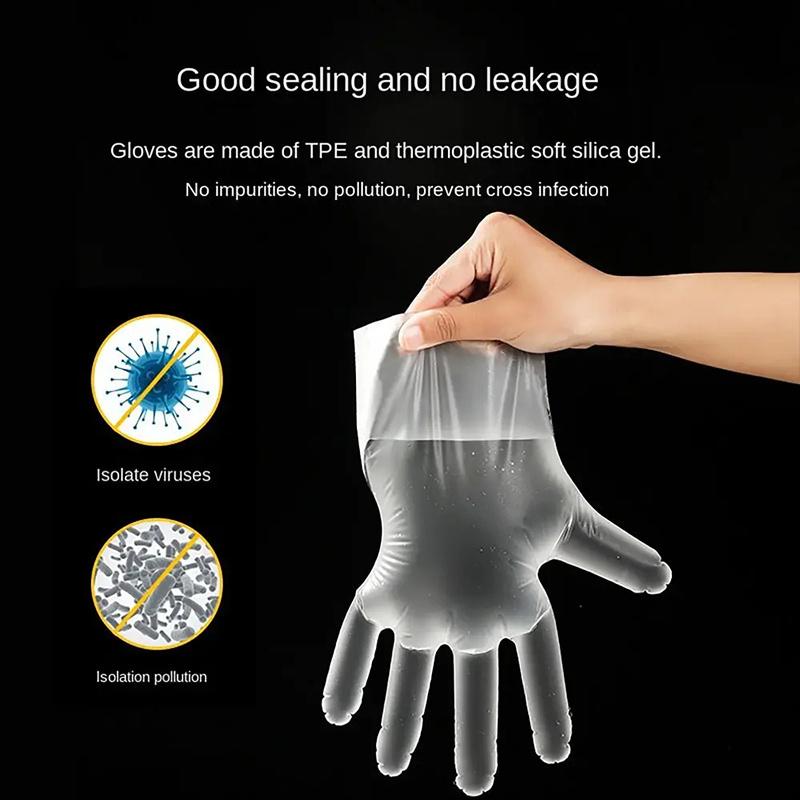100Pcs S/M/L/Xl Disposible Gloves Transparent Cleaning Gloves Kitchenware Thickened Tpe Gloves Food Grade Protective Film Gloves