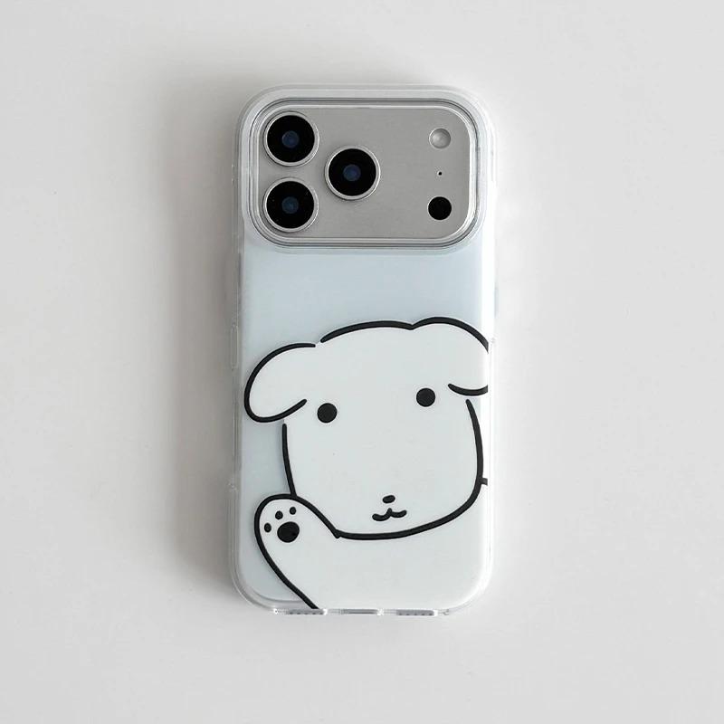 Minimalist Cute Puppy Phone Case For iPhone 17 16 15 14 13 12 11 Pro Max 7 8 Plus 16e 17e Air X XR XS Max Shockproof Back Cover