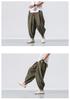 2024 Men's Linen Casual Pants: Chinese & Japanese Style, Loose Wide Leg, Tapered Plus Size Harem Carrot Pants
