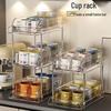 Luxury Double-Layer Pull-Out Cup Holder & Organizer: Kitchen Desktop Multi-Purpose Storage Rack.