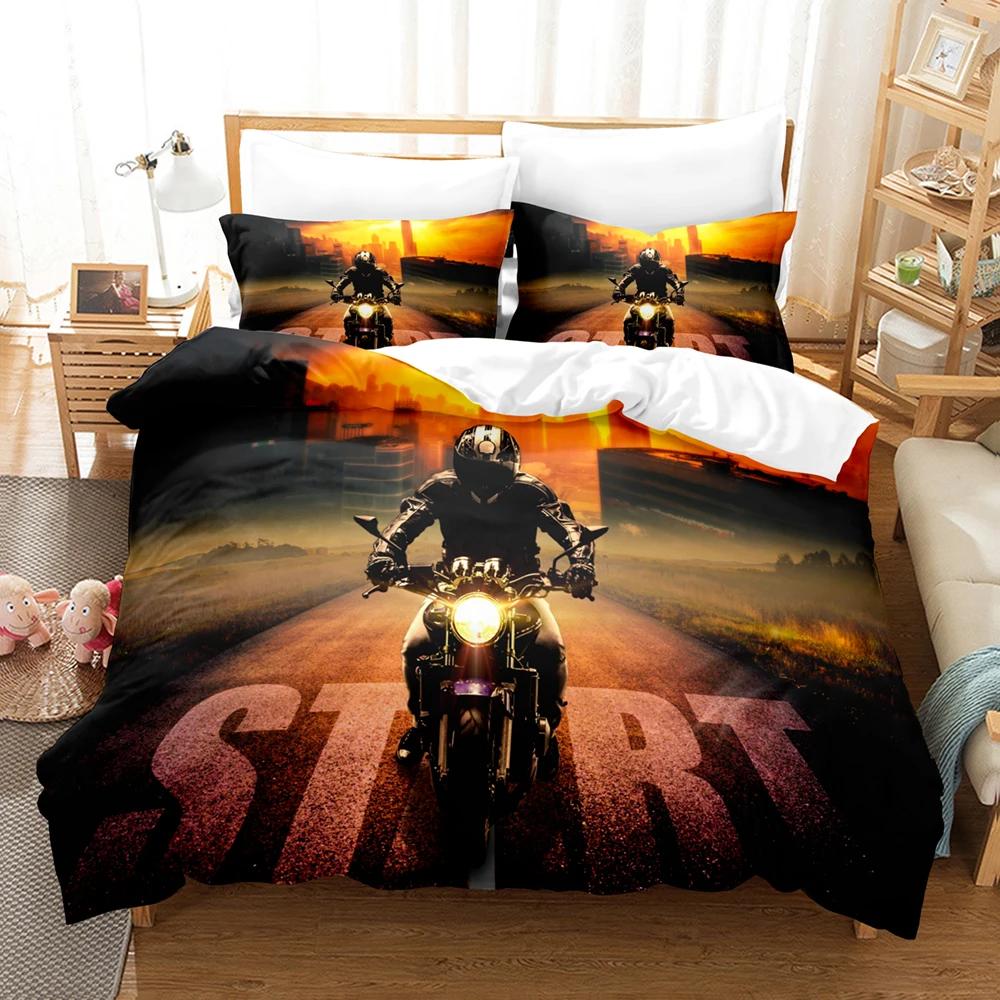 Super Cool Motorcycle Au Queen 210X210Cm Bedding Duvet Cover Sets KidsTwin Full Queen King Bedroom Set Bedclothes 100% Quality