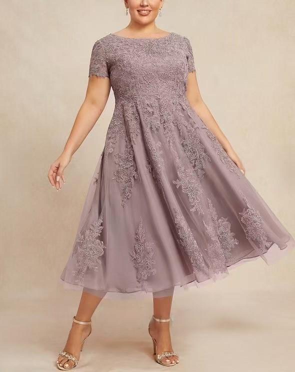 2026 Elegantes Spitzen-Patchwork-Abendkleid in Übergröße