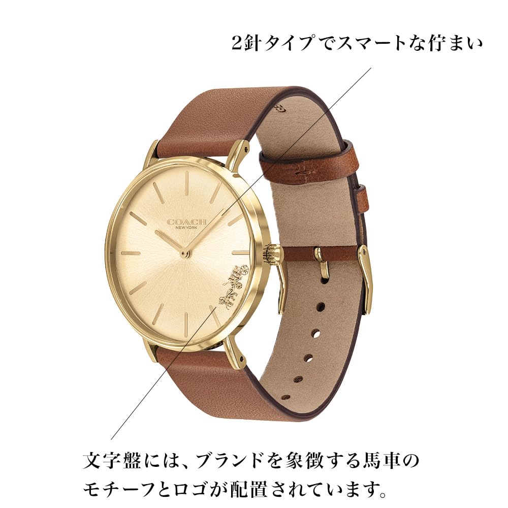 Watch PERRY Gold Dial Brown Leather Strap 14503331 [Coach][Authorized Import] Women's