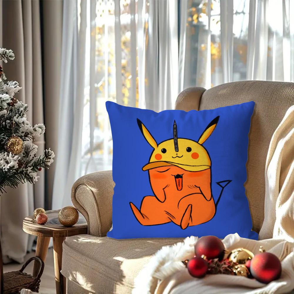 Pochita Japanese Anime Chainsaw Man Pillow Case Square Pillow Bedroom Sofa Leisure Comfort Car Living Room Home Decoration 40X40