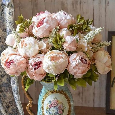 1 Bund Europäische Künstliche Pfingstrosen Seidenblumen Kunstblumen Hochzeitsfeier Heimdekoration Blumenstrauß Kranz DIY Scrapbooking