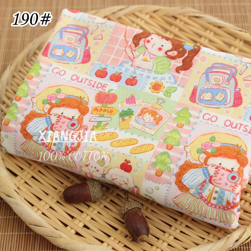 40 Count Cotton Cartoon Illustration Theme Print Class A Level Fabric Kid's Clothing DIY Sewing Needlework Material 100*145cm