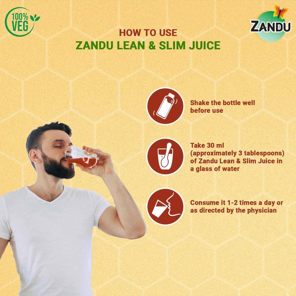 Zandu Lean & Slim Juice 1 Litre With Honey & Apple Cider Vinegar For Healthy Weight Management