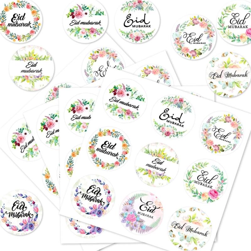 Set of 90Pcs Eid Mubarak Sticker 40mm Decorative Wrapping Sticker for Journal Planner Packaging Party Decoration