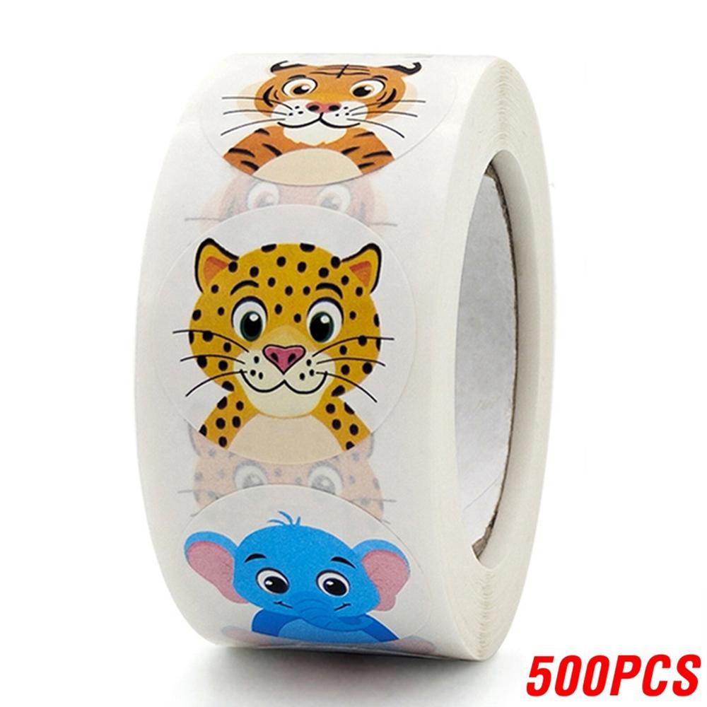 500pcs 1inch Cartoon Animal Children Sticker Label Thank You Cute Toy Game Sticker DIY Gift Sealing Label Decoration Supp KTY