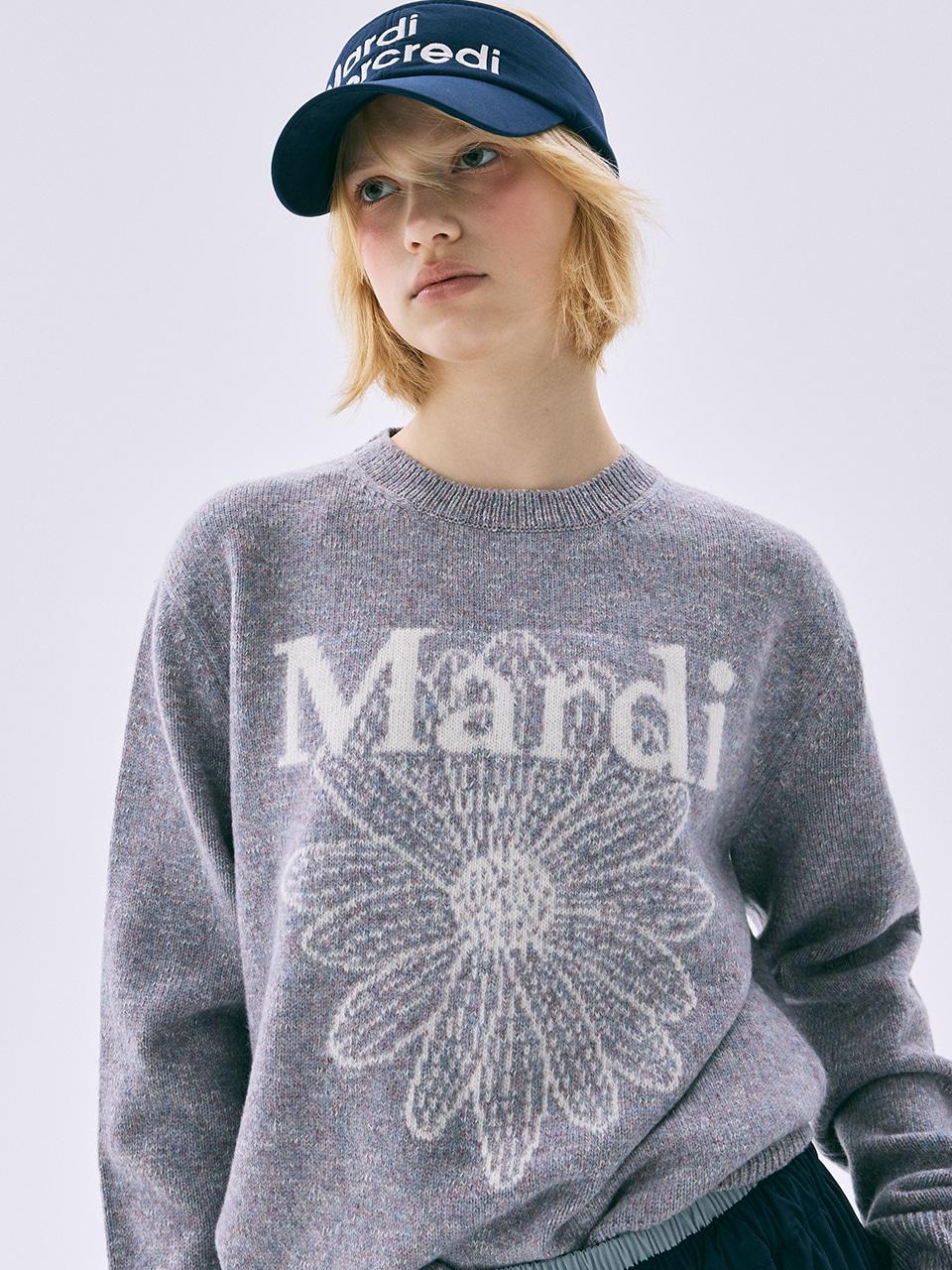 [mardimercredi] TWEED MARDI FLOWER KNIT PULLOVER_LAVENDER IVORY FREE