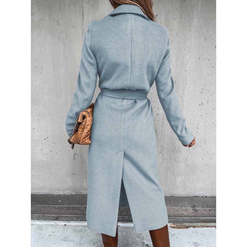 YYFS Women's Fashion Casual Solid Color Print Autumn Winter Long Sleeve POLO Neck Jackets & Coats