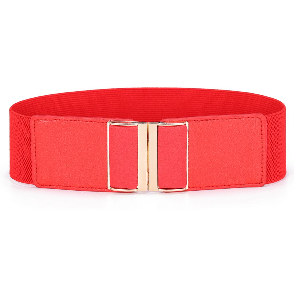 Women'S Xiaoxiangfeng Sticker Leather To Buckle Elastic Waist Seal Skirt Wide Belt Four Colors Optional