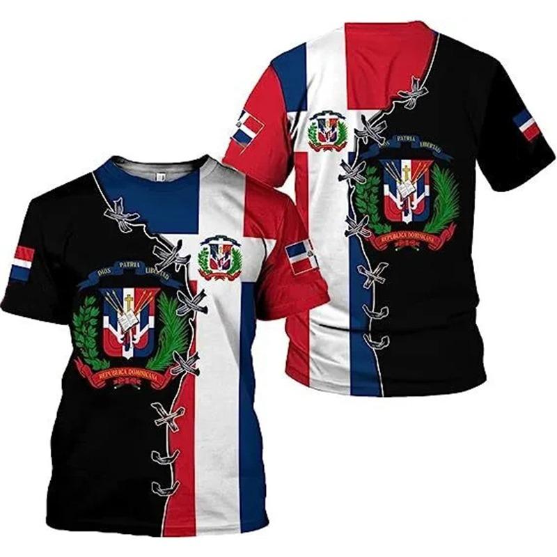 Den dominikanske republikk 3D-trykte T-skjorter for menn kvinner avslappet gate kort ermet topper pustende komfortable utendørssports-t-skjorter
