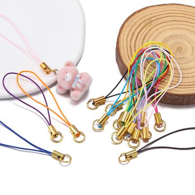 20/50pcs Polyester Colorful Strap Charm Cords With Connecting Ring for Keychains Phone Lanyard Keychain Durable Jewelry Cords