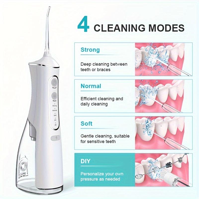 Portable Cordless Water Flosser 4 Cleaning Modes USB Rechargeable 1500mAh Lithium Battery Dental Flosser for Teeth Cleaning Oral Irrigator