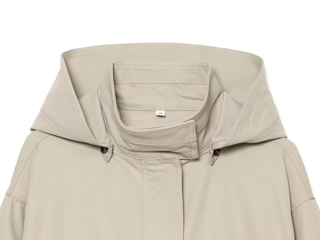 Women's High-End Stand Collar Windbreaker Jacket with Drawstring and Cinched Waist - Casual European & American Fashion.