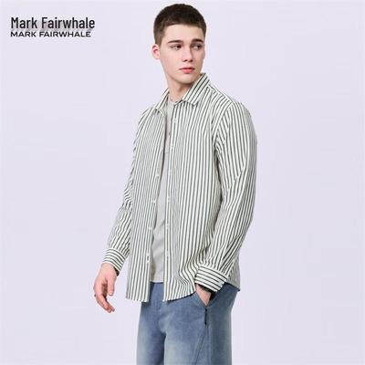 Men's Striped Woven Lapel Long-Sleeve Shirt