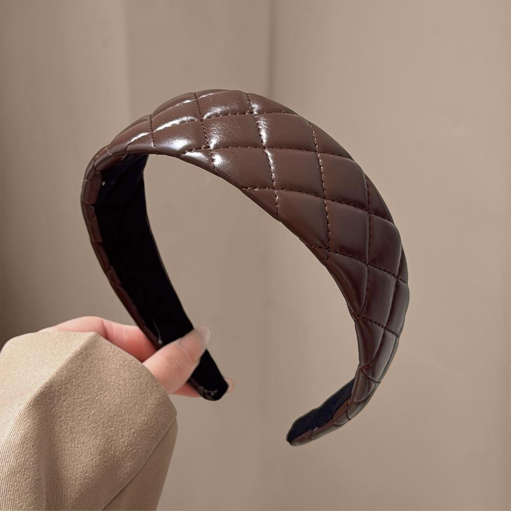 1pc Quilted Faux Leather Headbands Timeless Design Sleek Neutral Tones Perfect Daily Hairstyling Versatile Outfits Chic Luxe