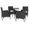 VidaXL Ensemble de bistro de jardin 5 pcs coussins noir poly rotin, ensemble de bistrot, ensemble de bistrot extérieur, 3187415