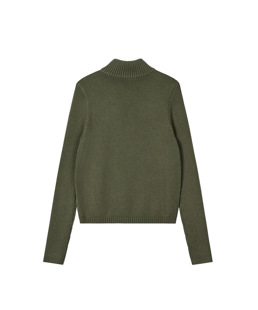 REST&RECREATION Slim Fit Half Zip-Up Knit - Khaki