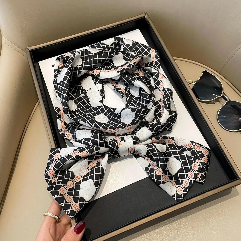 17*150cm Ribbon Silk Scarfs Female Luxury Design Hair Band Skinny Scarf Neck Ties Women Bag Scarves Neckerchief Foulard Lady