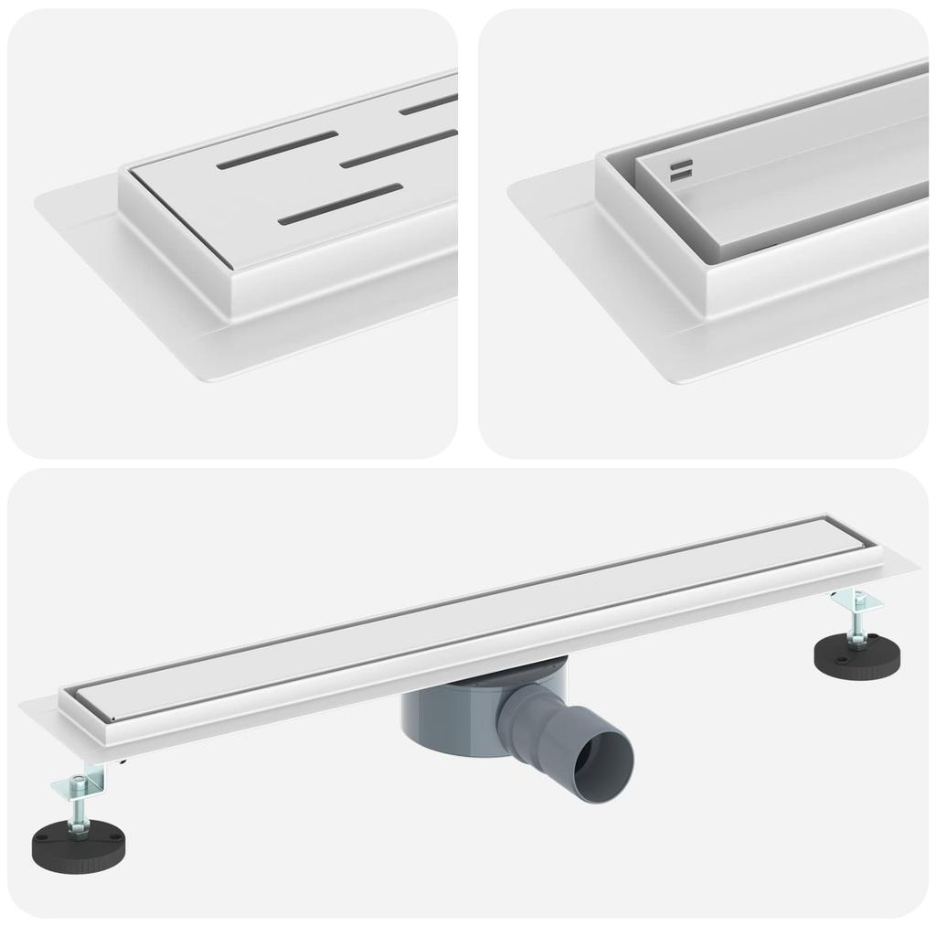 2 in 1 Shower Drain with 360 degrees Siphon Silver 60 cm Stainless Steel 304