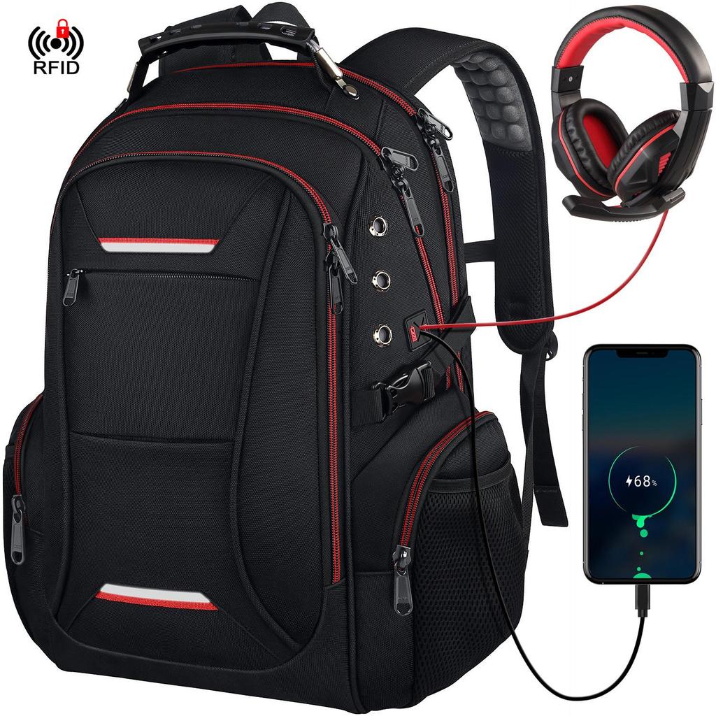 Men's Multifunctional Anti-Theft Backpack, Large Capacity 17-Inch Laptop Bag for Business, Travel, and School