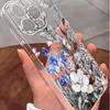 Drop-Proof Transparent Blue-Purple Flower Case for iPhone 14/15/16/17 Pro Max