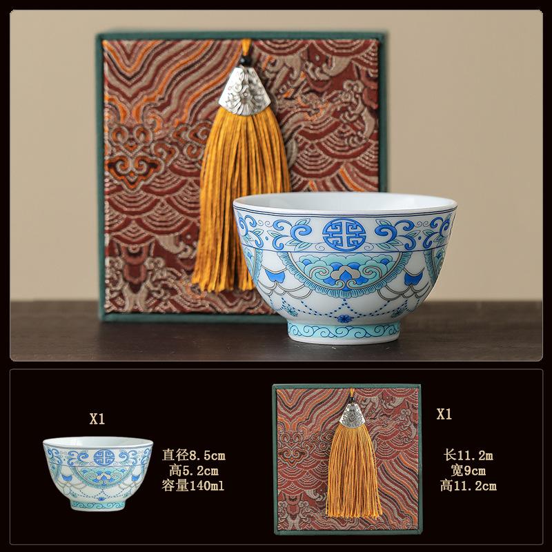 Blue and white bucket color tea cup New Chinese ceramic personal master cup Home office hospitality tea set Press hand small teacup